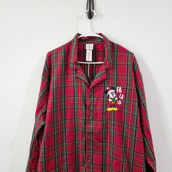 Disney Store Mens Plaid Pajama Set Size Large Mickey Mouse Holiday Christmas - Picture 4 of 8